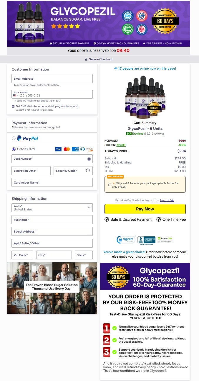 Glycopezil secure payment and checkout protection